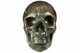 Realistic, Polished Bloodstone (Heliotrope) Skull #150937-2